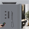 Catania LED Remote Controlled Matte Black Thermostatic Recessed Ceiling Mount Musical Rainfall Waterfall Mist Shower System with Hand Shower and 3 Jetted Body Sprays